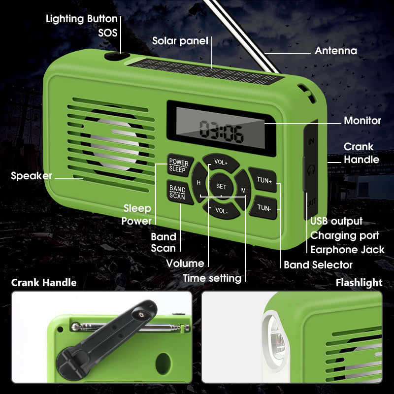 Emergency Crank Radio with LED flashlight