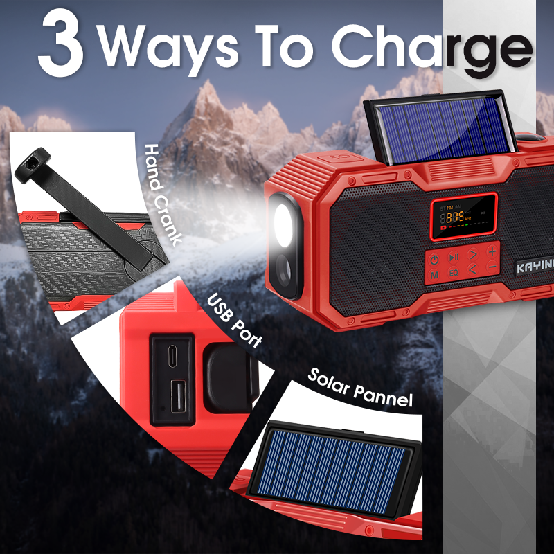 Solar/Crank/Battery Powered Emergency Radio