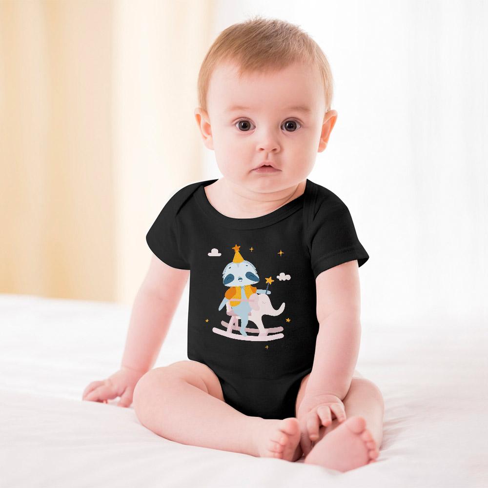Baby Short Sleeves Triangle Romper Round Neck One Piece Baby Bodysuit Custom Design Printing with Your Photos Pictures or Text