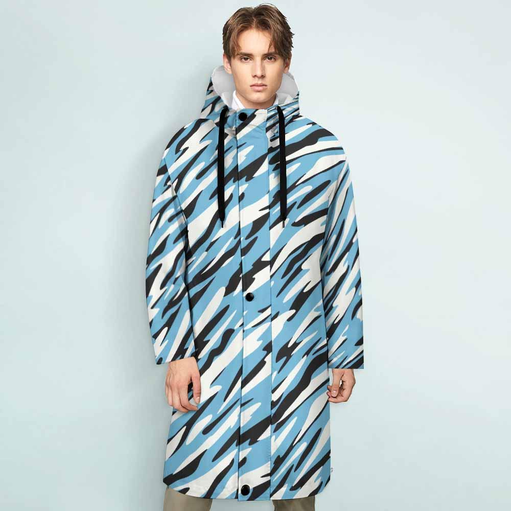 Casual Trench Coat Long Winter Coat with Hood for Men Custom Design Printing with Your Photos Pictures or Text