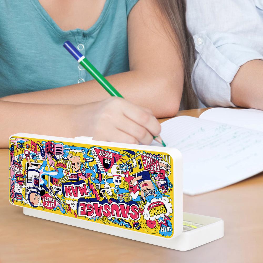 Creative Simple Practical Pencil Case Stationery Box ABS Plastic UV Printing Custom Design Printing with Your Photos Pictures or Logos