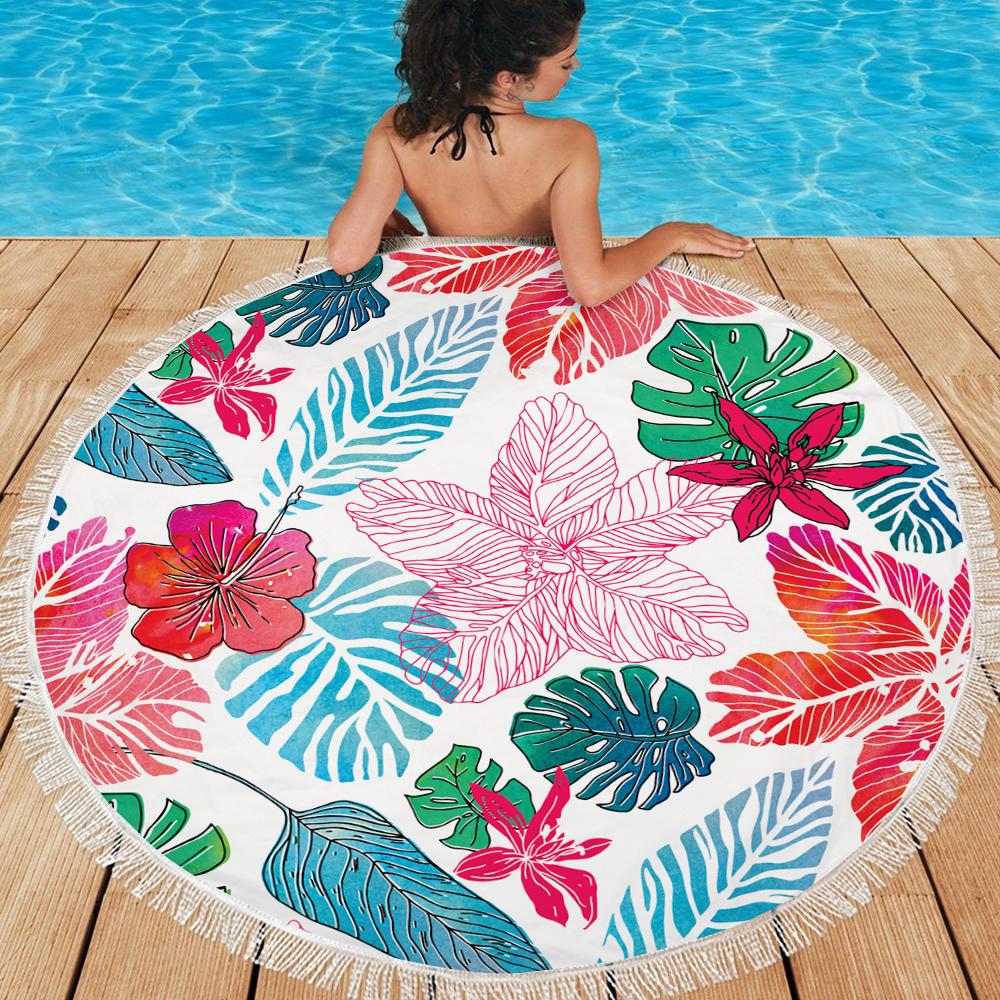 Multifunction Large Size Round Beach Towel with Fringes Fiber Custom Design Printing with Your Photos or Pictures