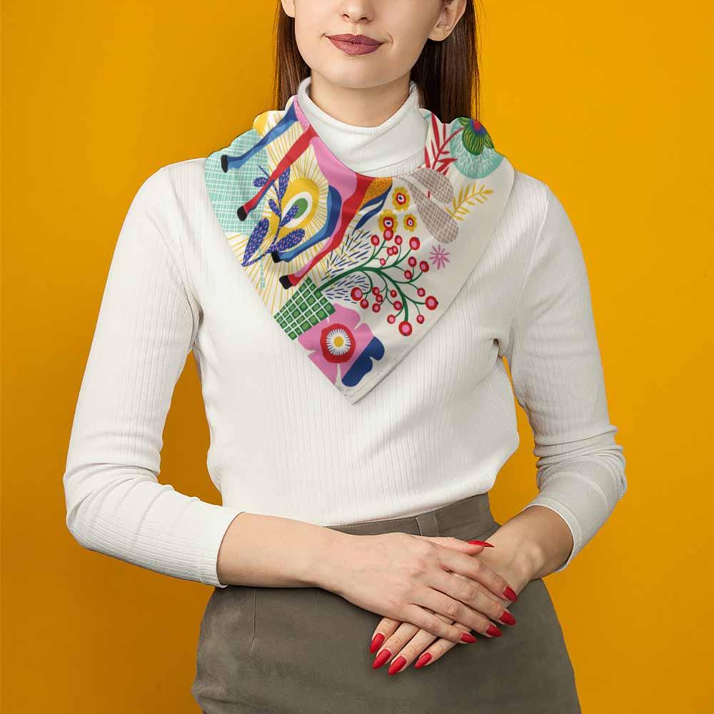 Multifunction Square Scarf Silk-like Kerchief Thermal Transfer Printing Custom Design Printing with Your Patterns or Text