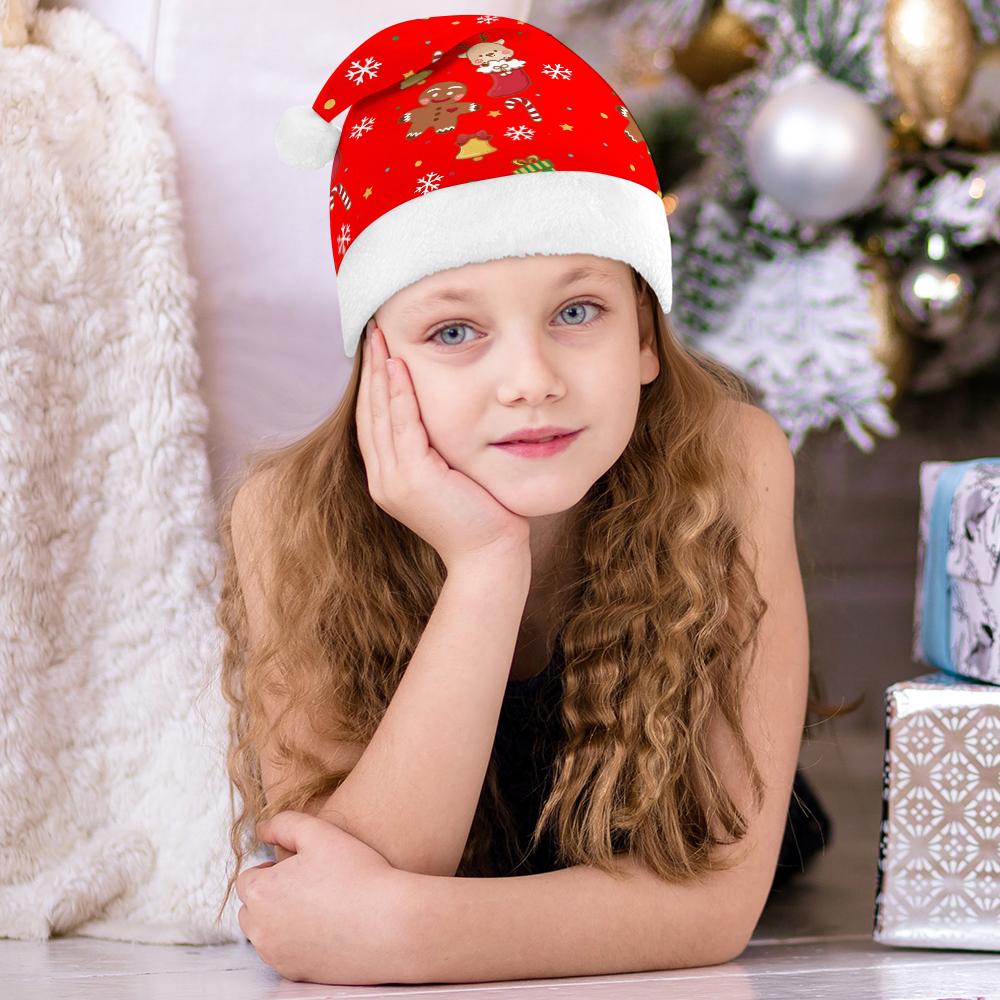 Plush Santa Hat Christmas Hat for Kids Fun Custom Design Printing with Your Photos or Pictures