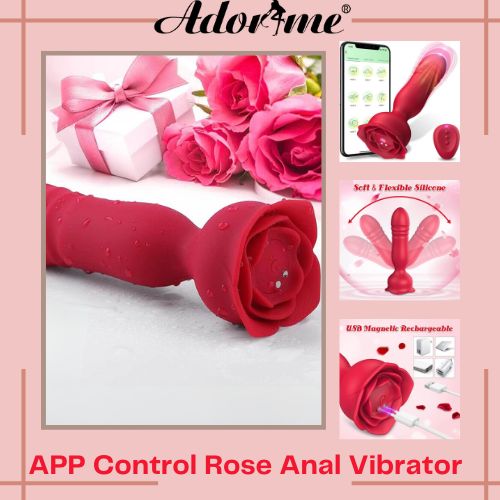 APP Control Rose Stimulator Thrusting Anal Vibrator