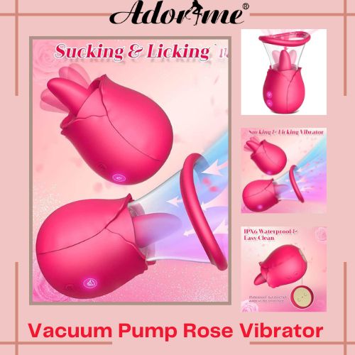 Klara - 2 in-1 Licking & Sucking Vacuum Pump Rose Vibrator