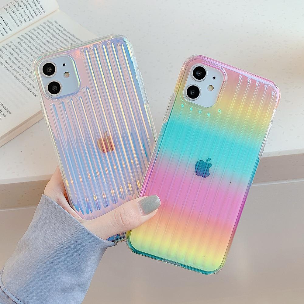 Caseovo Colorful Clear Stripes Case For iPhone