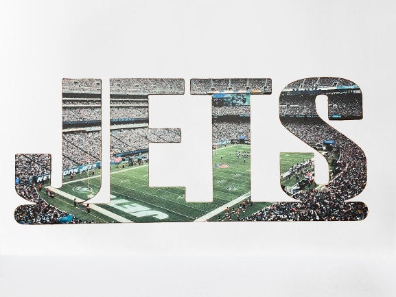 New York Jets Text Stadium Metal Sign Wall Art - NFL Football Team Decor