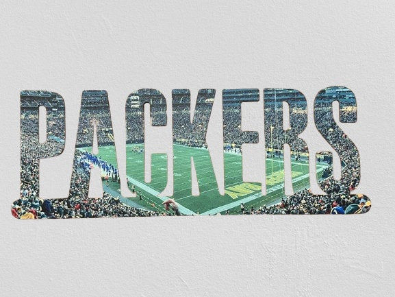 Green Bay Packers Text Stadium Metal Sign Wall Art - NFL Football Team Decor