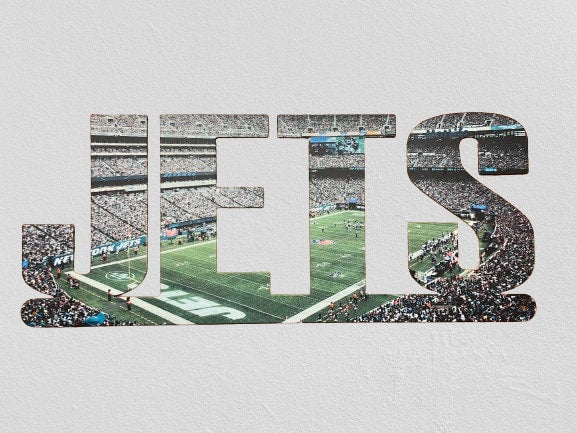 New York Jets Text Stadium Metal Sign Wall Art - NFL Football Team Decor