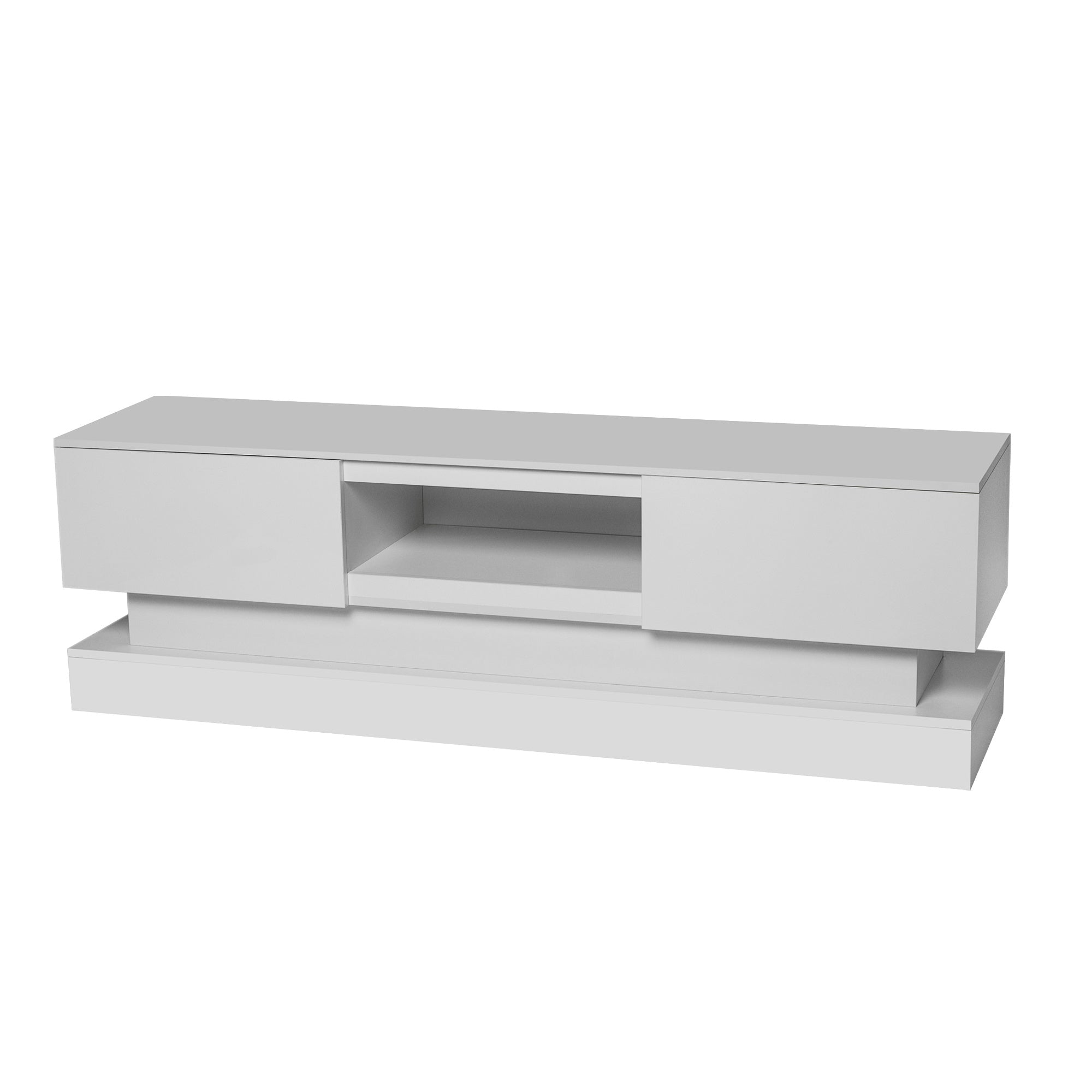 TV18-51.18inch WHITE morden TV Stand with LED Lights,high glossy front TV Cabinet,can be assembled in Lounge Room, Living Room or Bedroom,color:WHITE