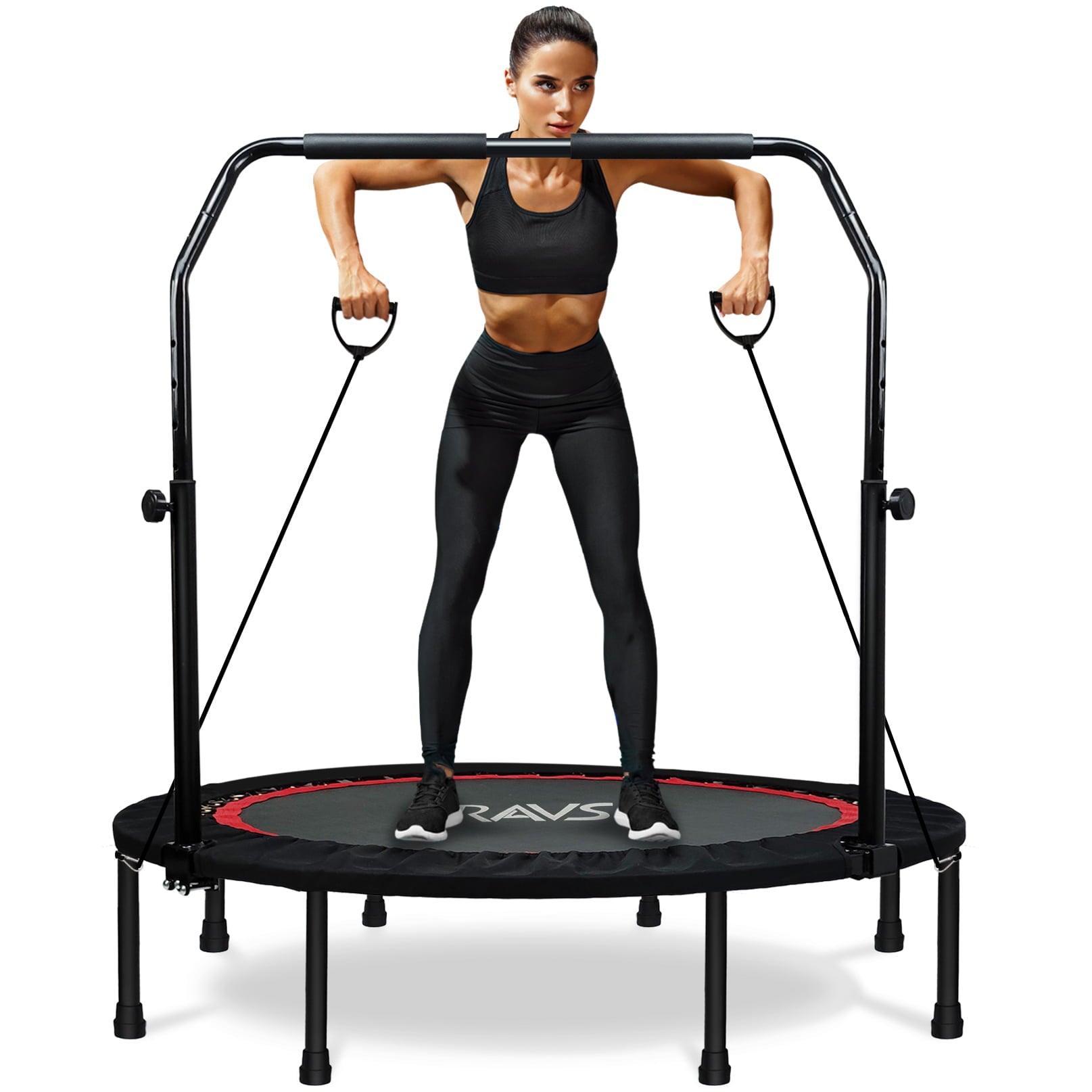 48' Inch Foldable Mini Fitness Trampoline Rebounder for Kids and Adults with Handle