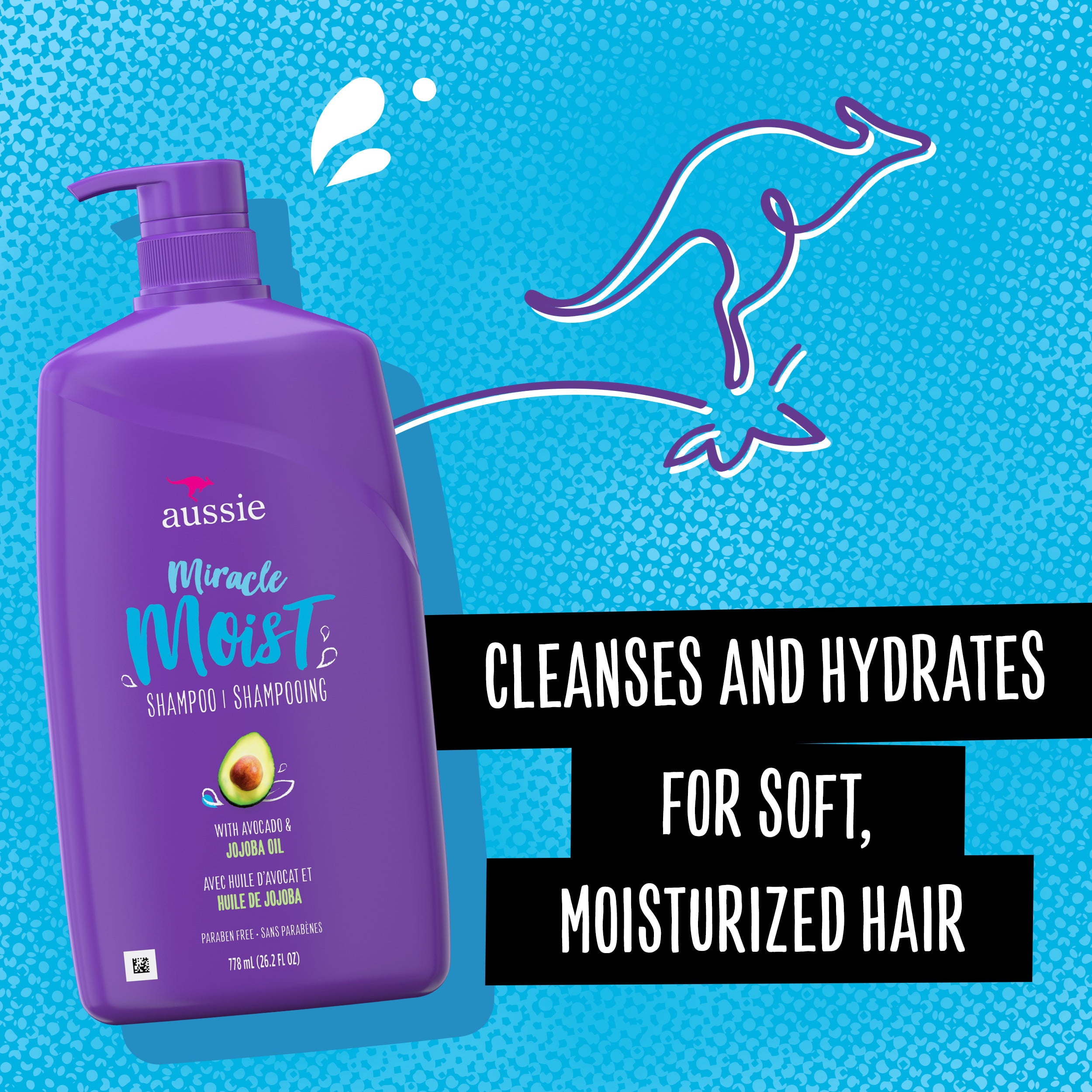 Aussie Miracle Moist Shampoo with Avocado, Paraben Free, 26.2 fl oz