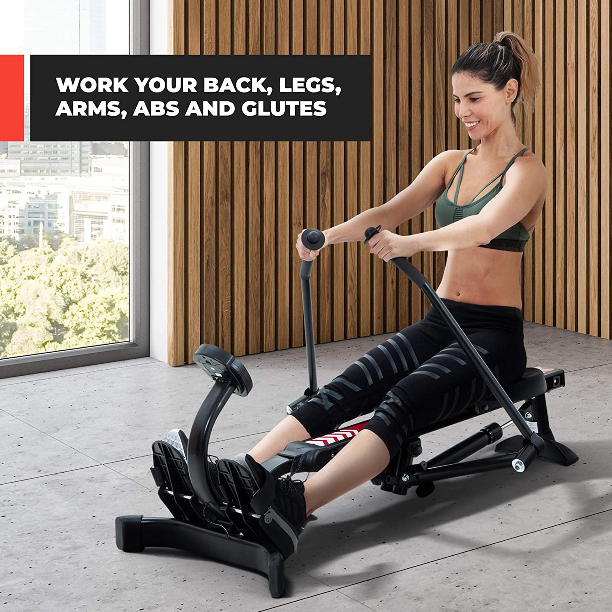 Rowing Machine for Exercise Equipment W/ Adjustable Resistance