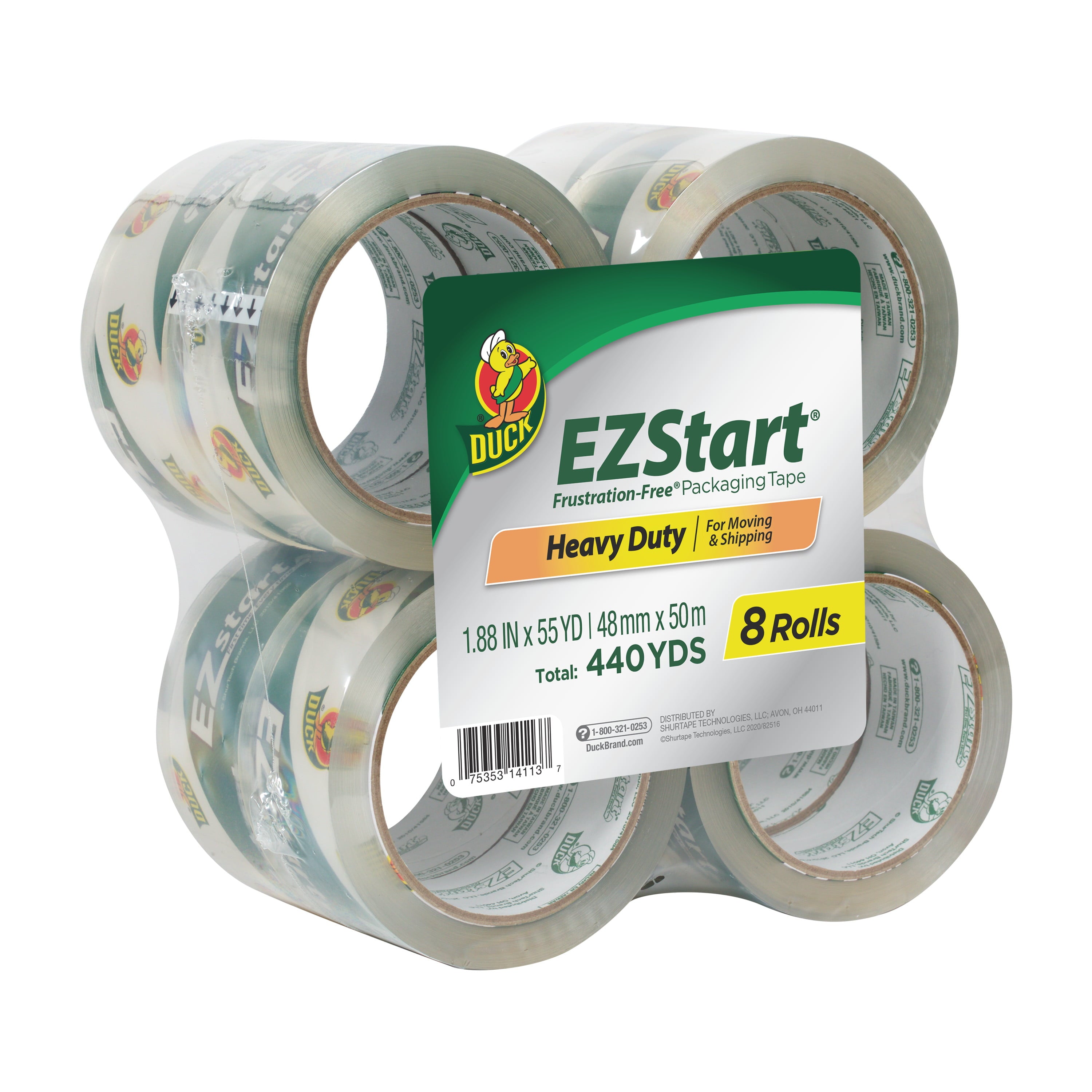 New-Duck Brand EZ Start Packing Tape 1.88 in. x 54.6 yd Clear 8 Count-USA