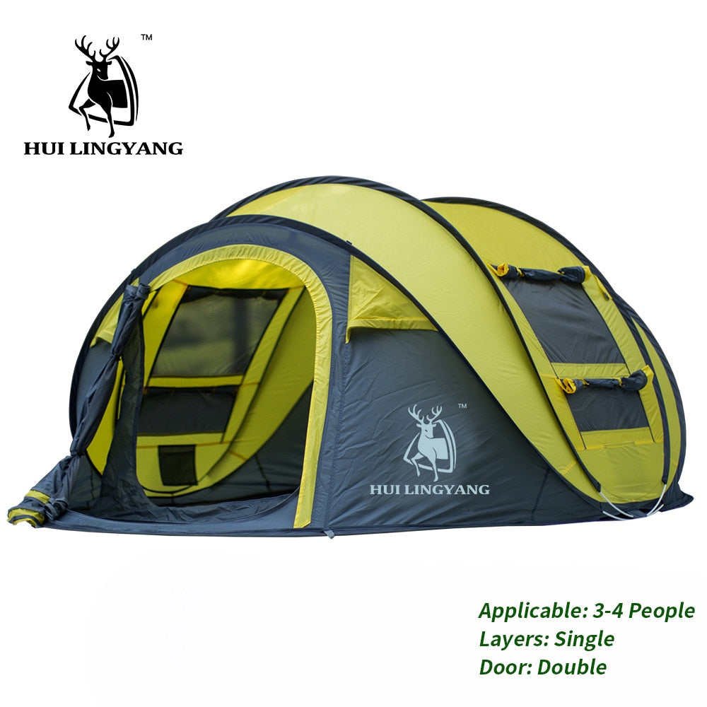 HUI LINGYANG Throw Pop Up Tent 4-6 Person Outdoor Automatic Tents Double Layers Large Family Tent Waterproof Camping Hiking Tent