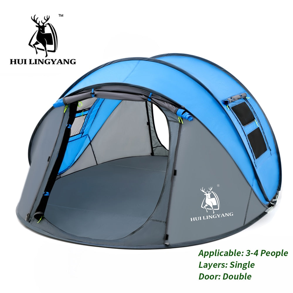 HUI LINGYANG Throw Pop Up Tent 4-6 Person Outdoor Automatic Tents Double Layers Large Family Tent Waterproof Camping Hiking Tent