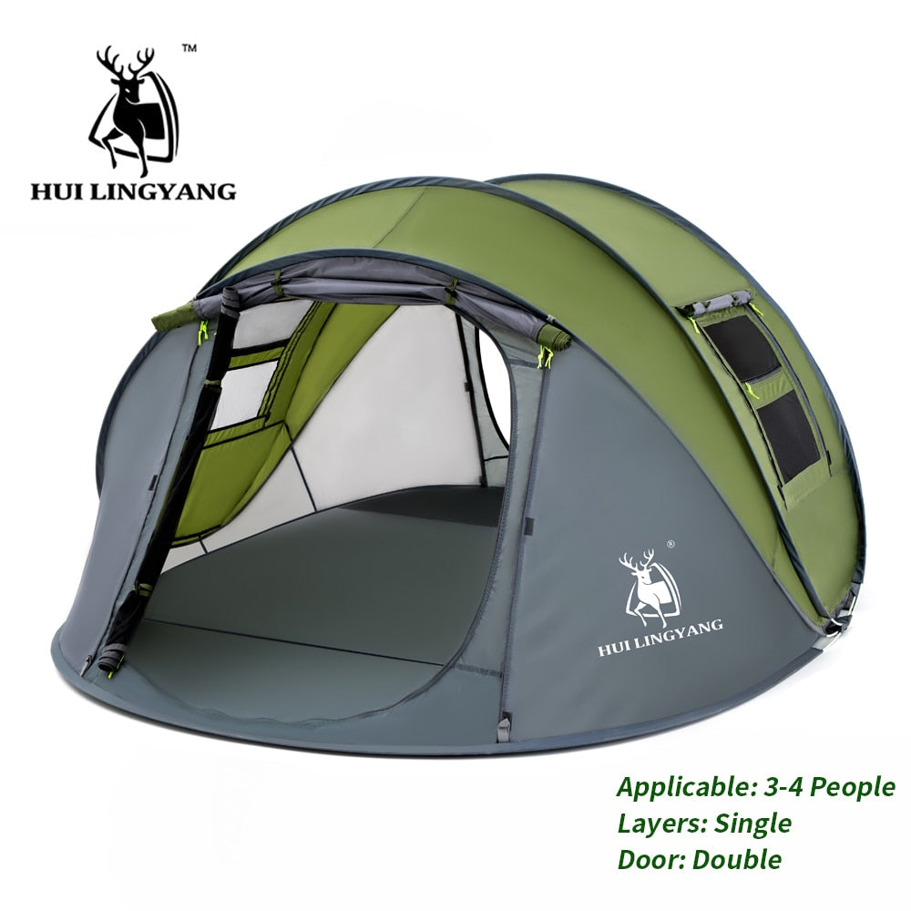 HUI LINGYANG Throw Pop Up Tent 4-6 Person Outdoor Automatic Tents Double Layers Large Family Tent Waterproof Camping Hiking Tent