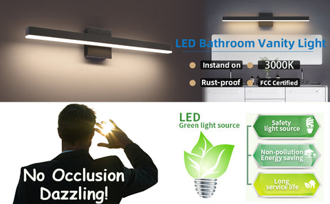 LED Black Bathroom Vanity Light Fixtures