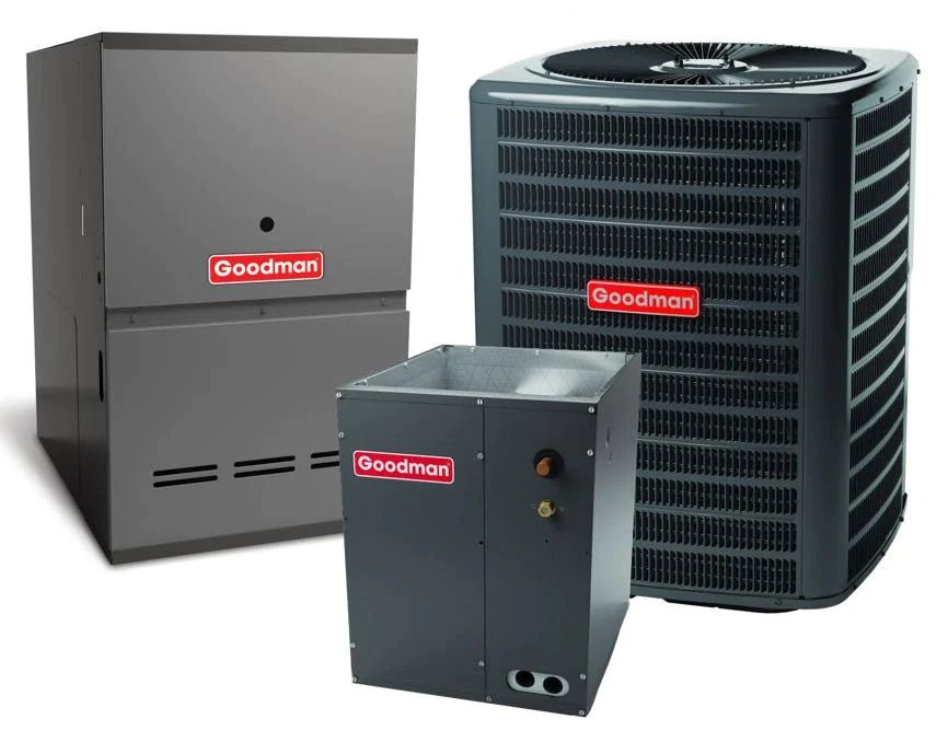 Goodman 2.5 TON 15.2 SEER2 Downflow AC system with 80% AFUE 80k BTU 2 stage Furnace (GSXH503010, CAPFA4226B6, GCVC800803BN)