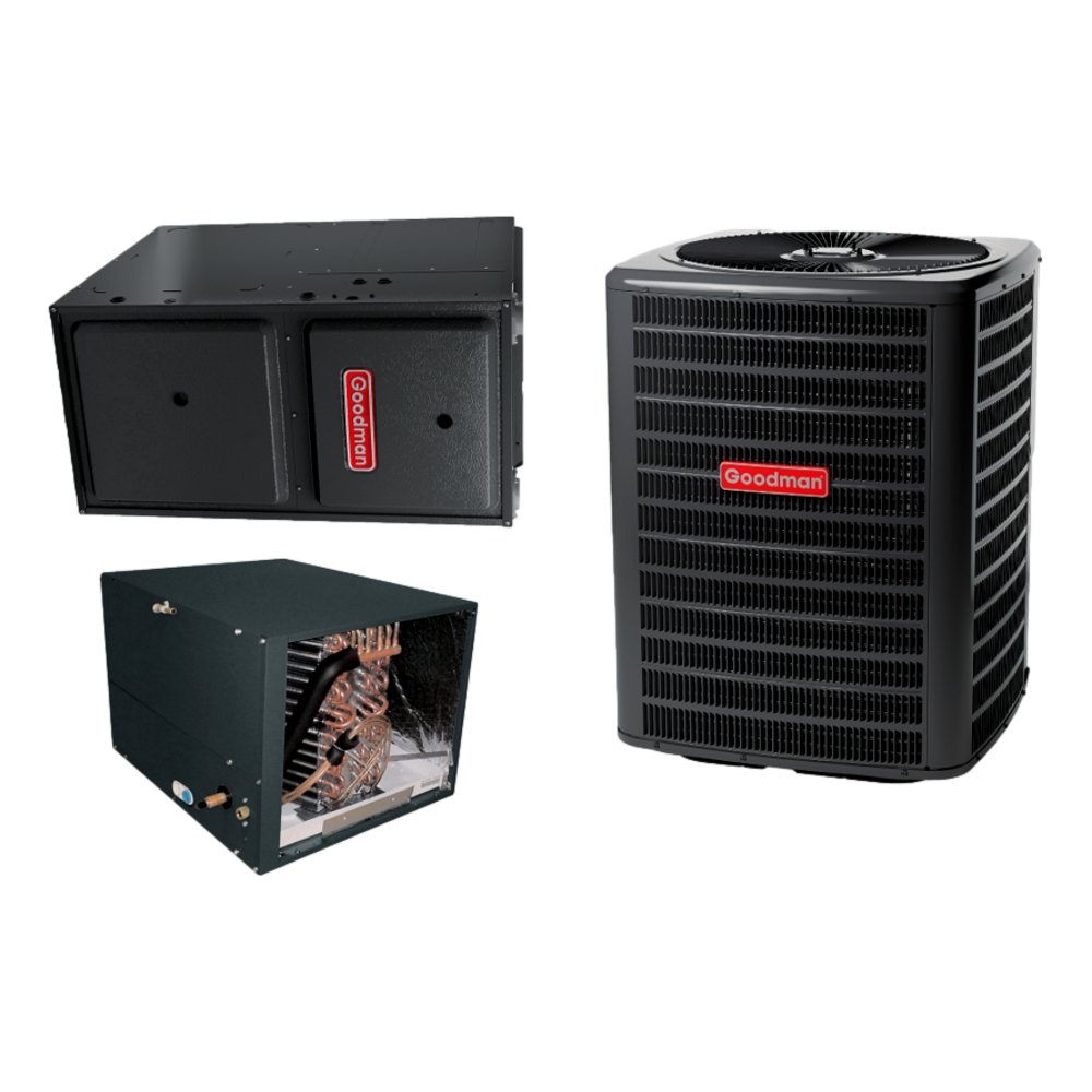 Goodman 2.5 TON 15.2 SEER2 Horizontal AC system with 96% AFUE 80k BTU 2 stage Low NOx Furnace (GSXH503010, CHPTA3630C4, GMVC960804CN)