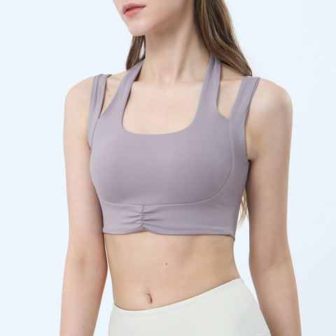 Shoulder shock resistant fitness bra