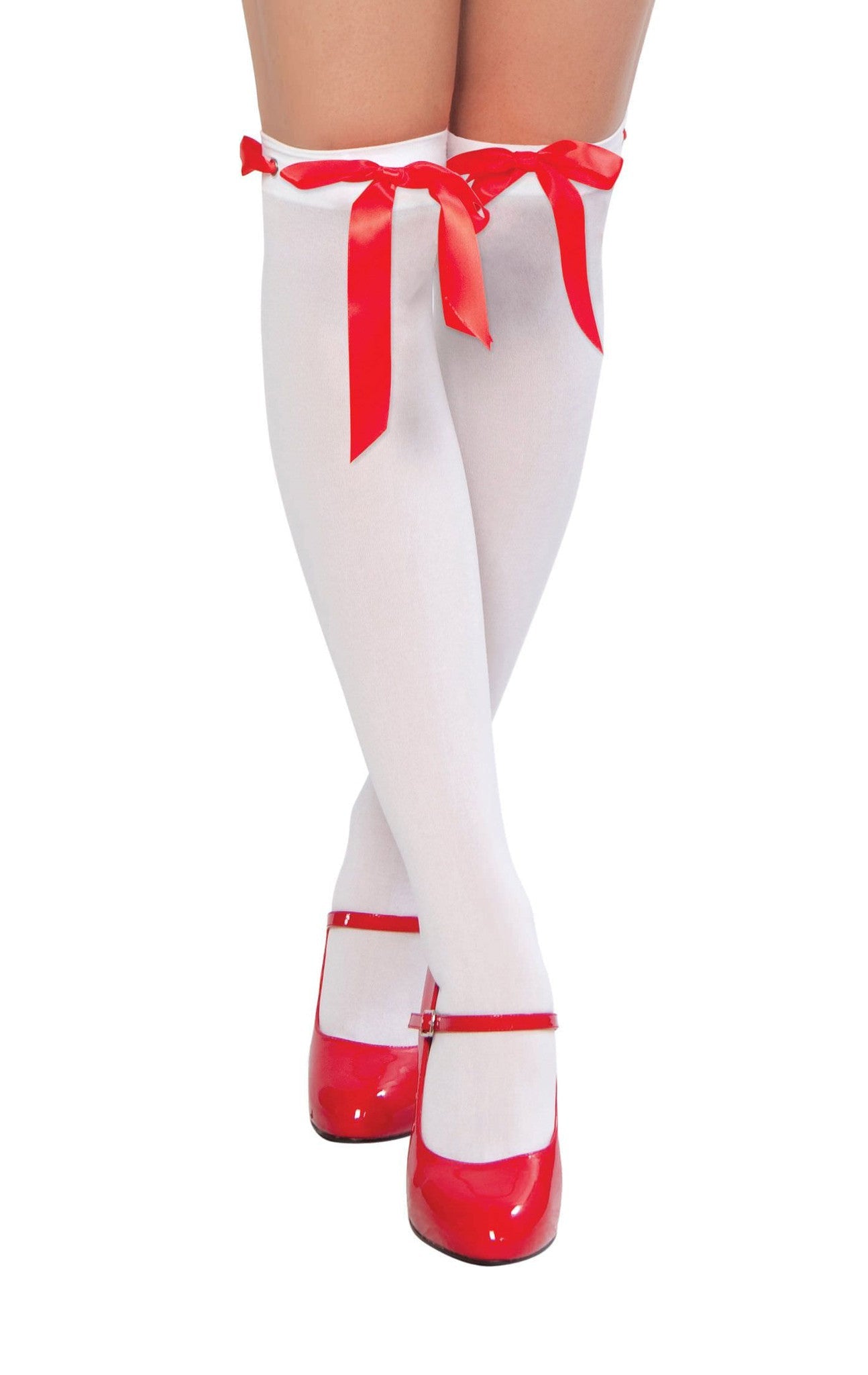 White Stocking with Ribbon Weave