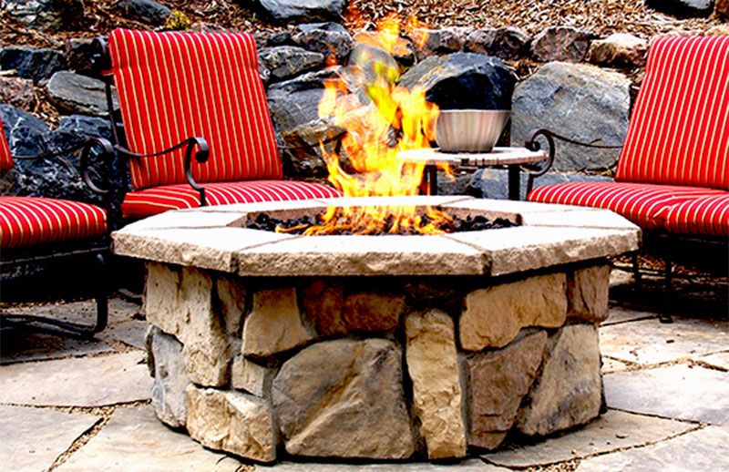  46" Octagon Custom Stone Gas Fire Pit 