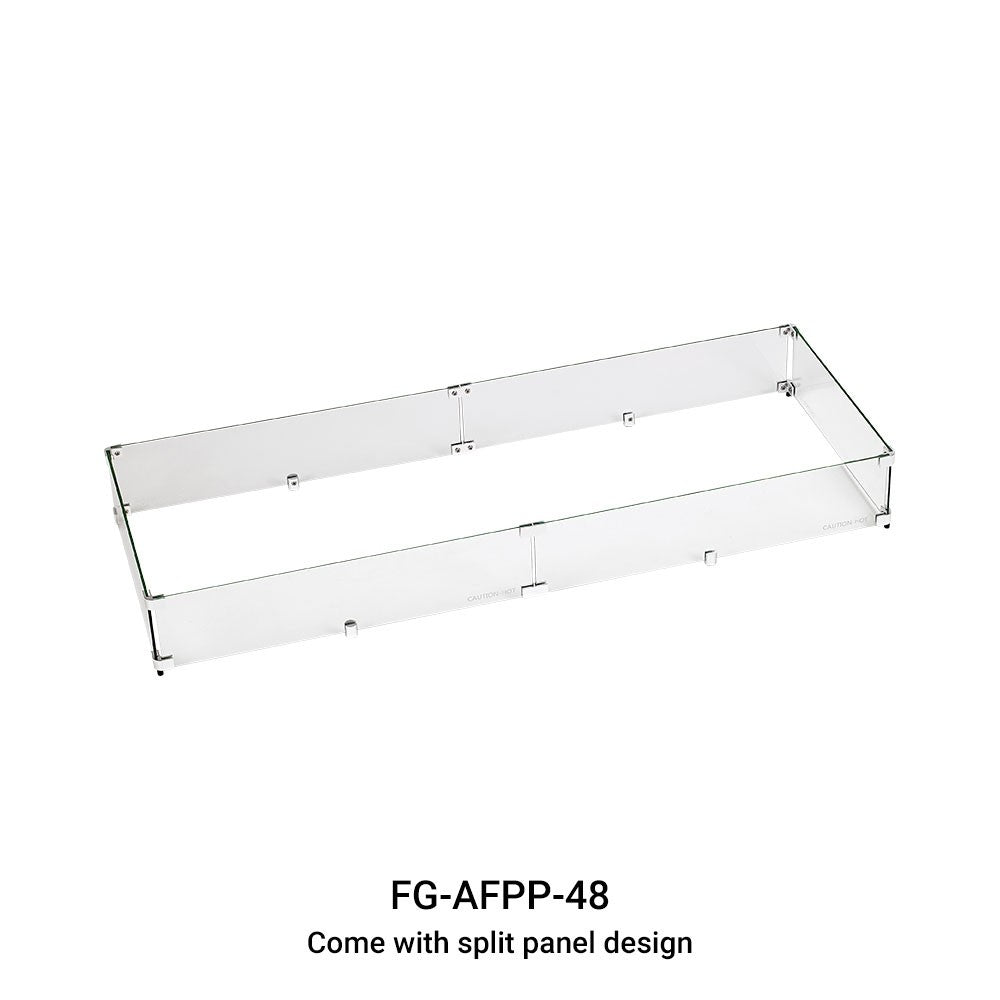  Rectangular Tempered Glass Wind Guard for 48" Pan 