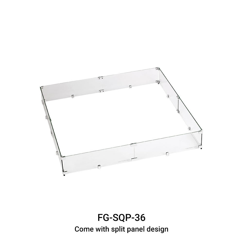  Square Tempered Glass Wind Guard for 36" Pan 