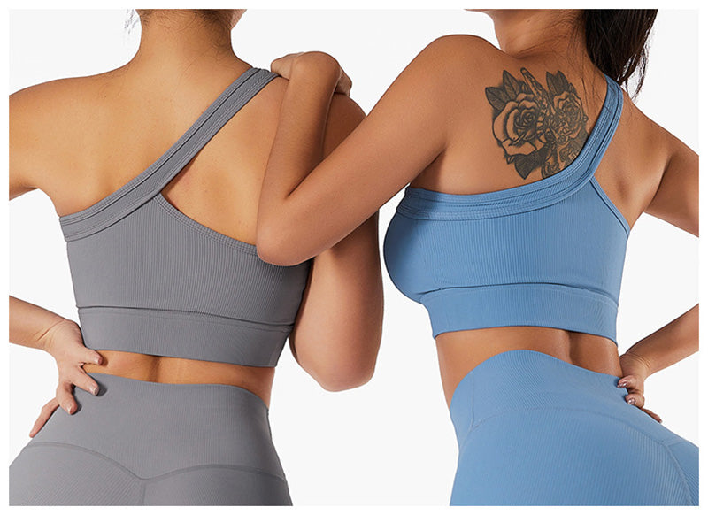 Halter One Shoulder Sport Bra Crop Top