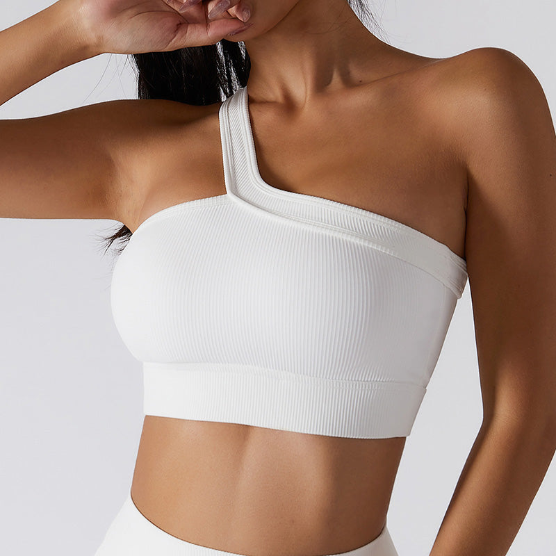 Halter One Shoulder Sport Bra Crop Top