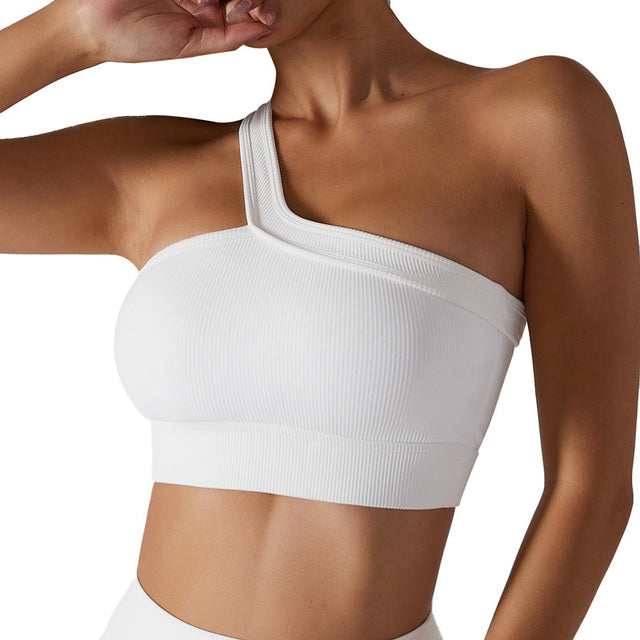 Halter One Shoulder Sport Bra Crop Top