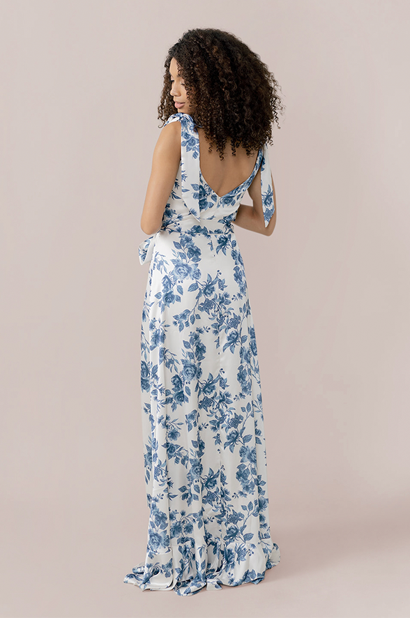 Stevie Satin Floral Print Dress | Made To Order