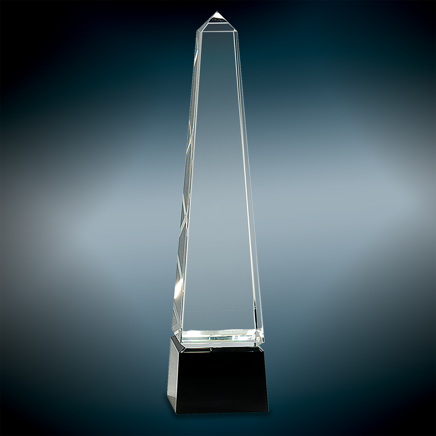 Obelisk Crystal Awards on Black Pedestal