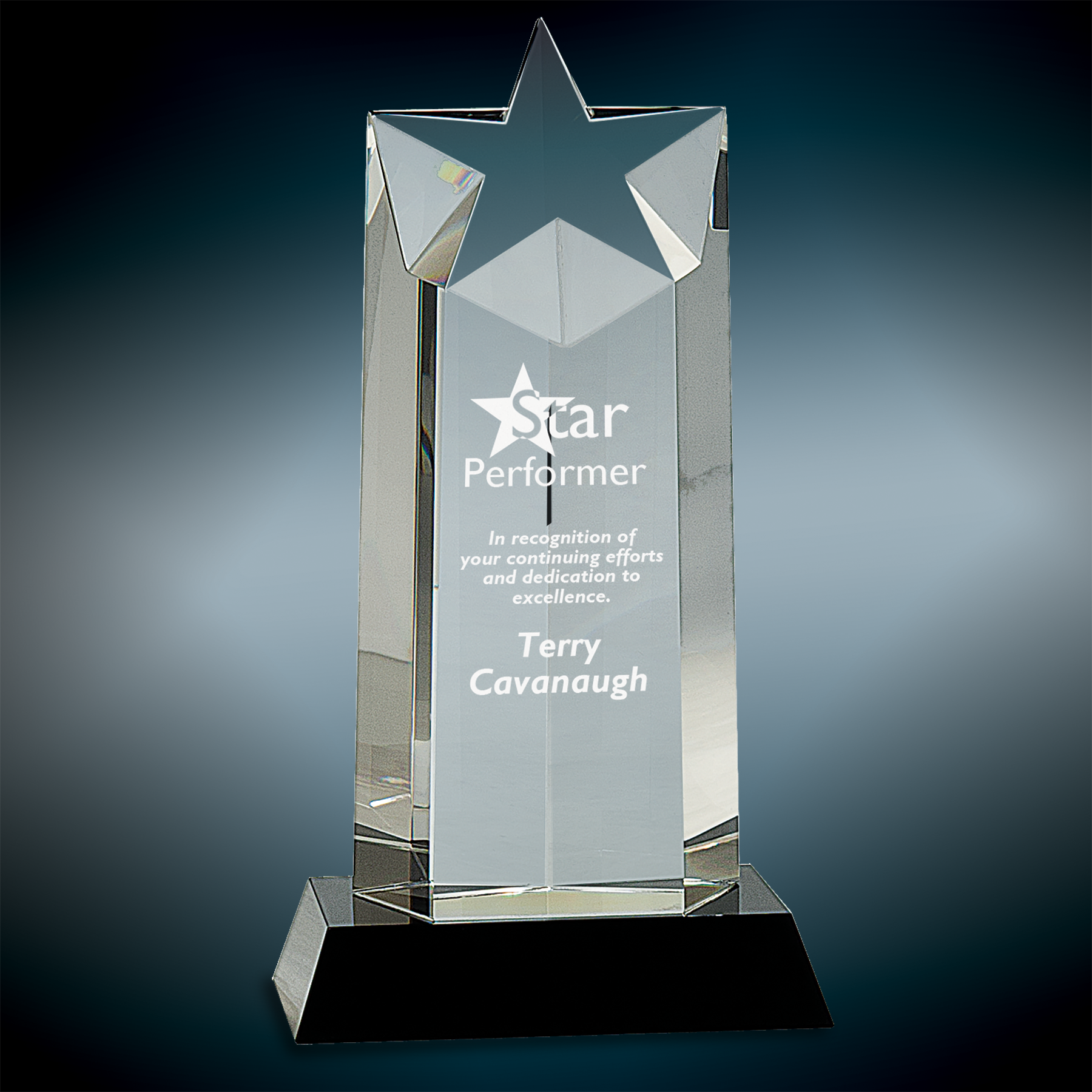 Crystal Star Column Awards on Black Pedestal