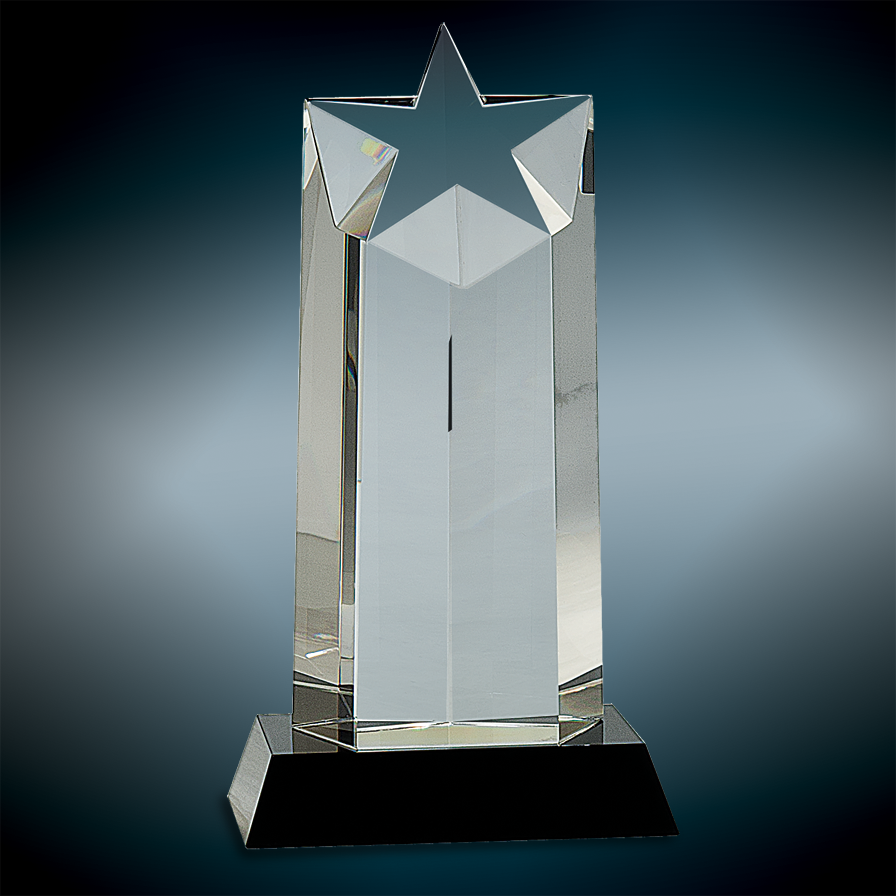 Crystal Star Column Awards on Black Pedestal