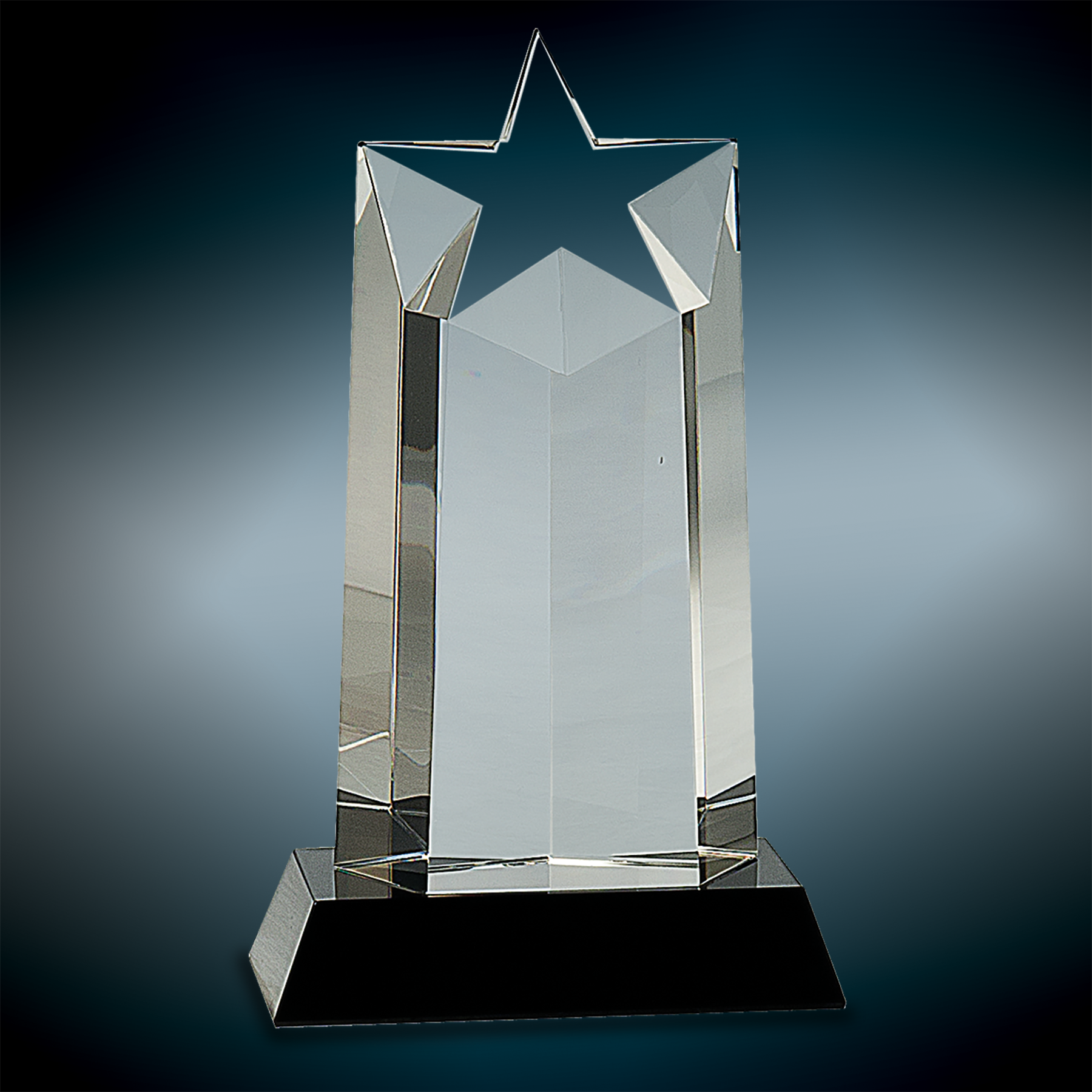 Crystal Star Column Awards on Black Pedestal