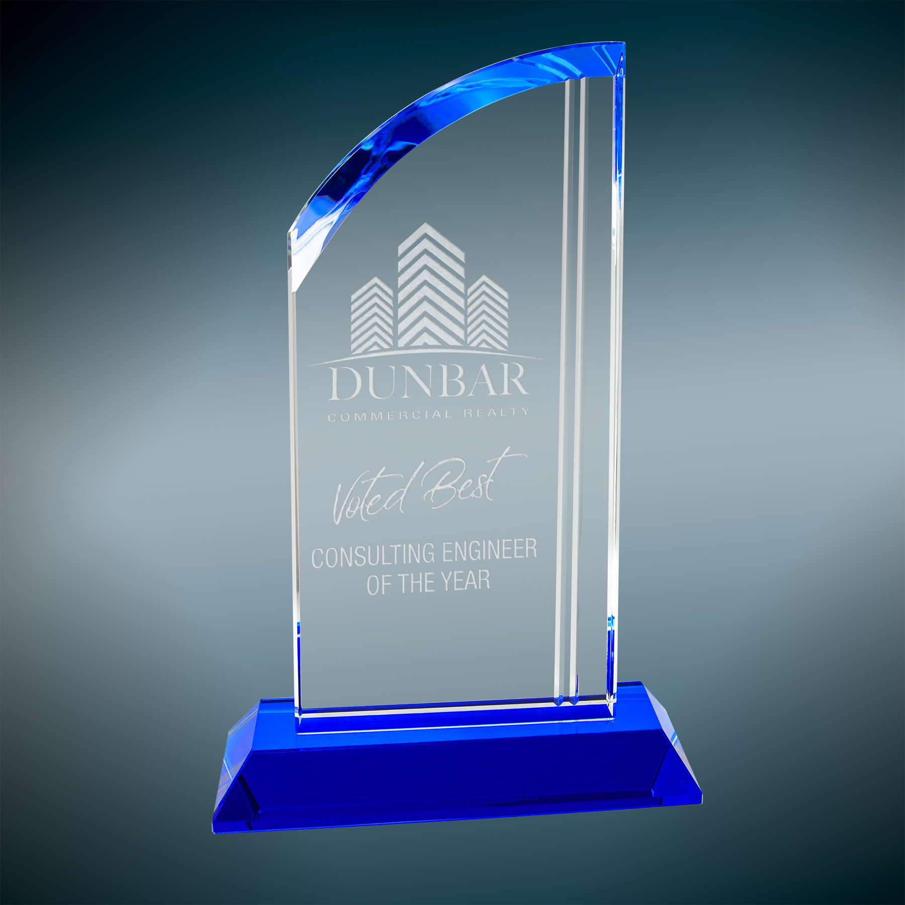 Crystal Arch on Blue Pedestal Awards