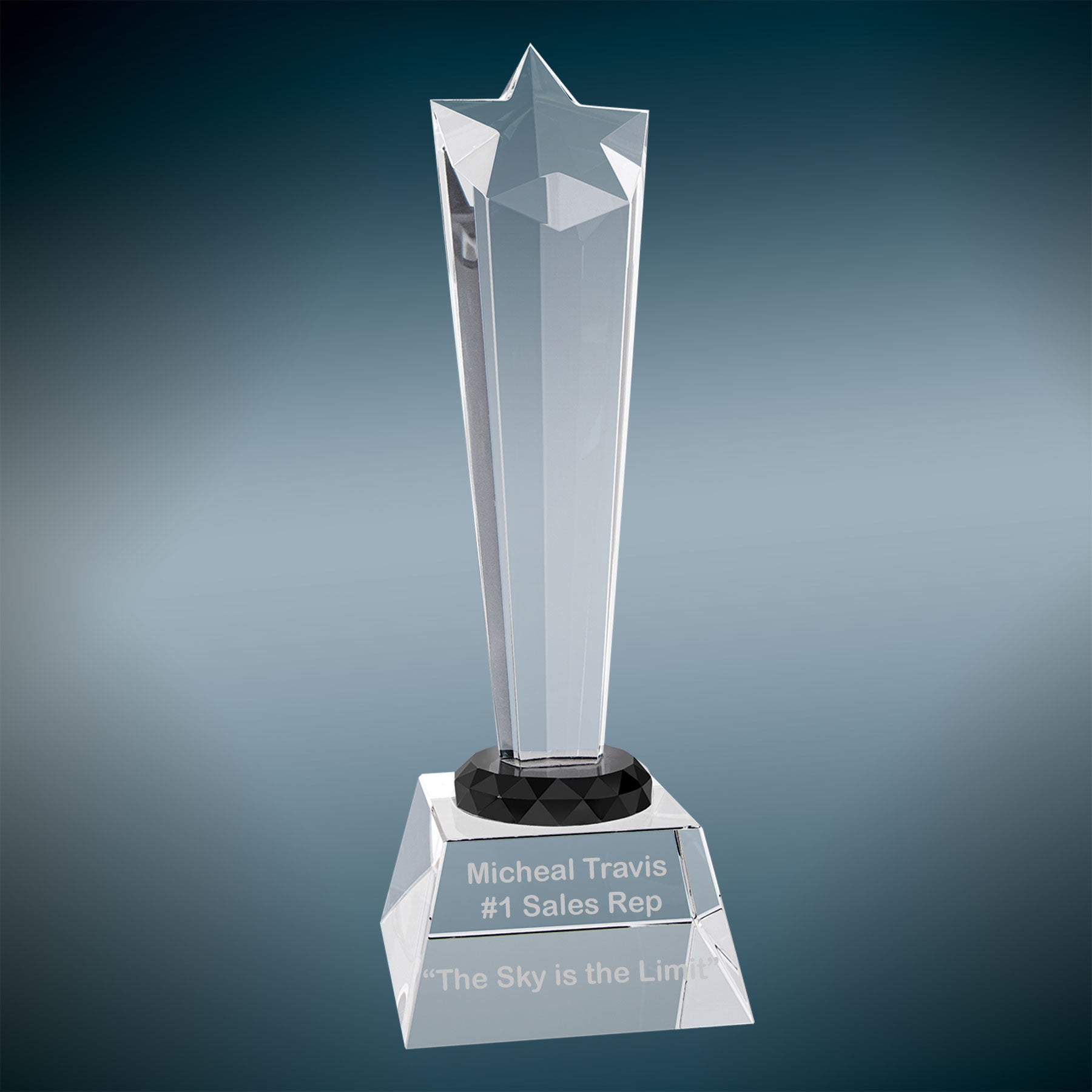 Crystal Rising Star Awards on Clear Pedestal