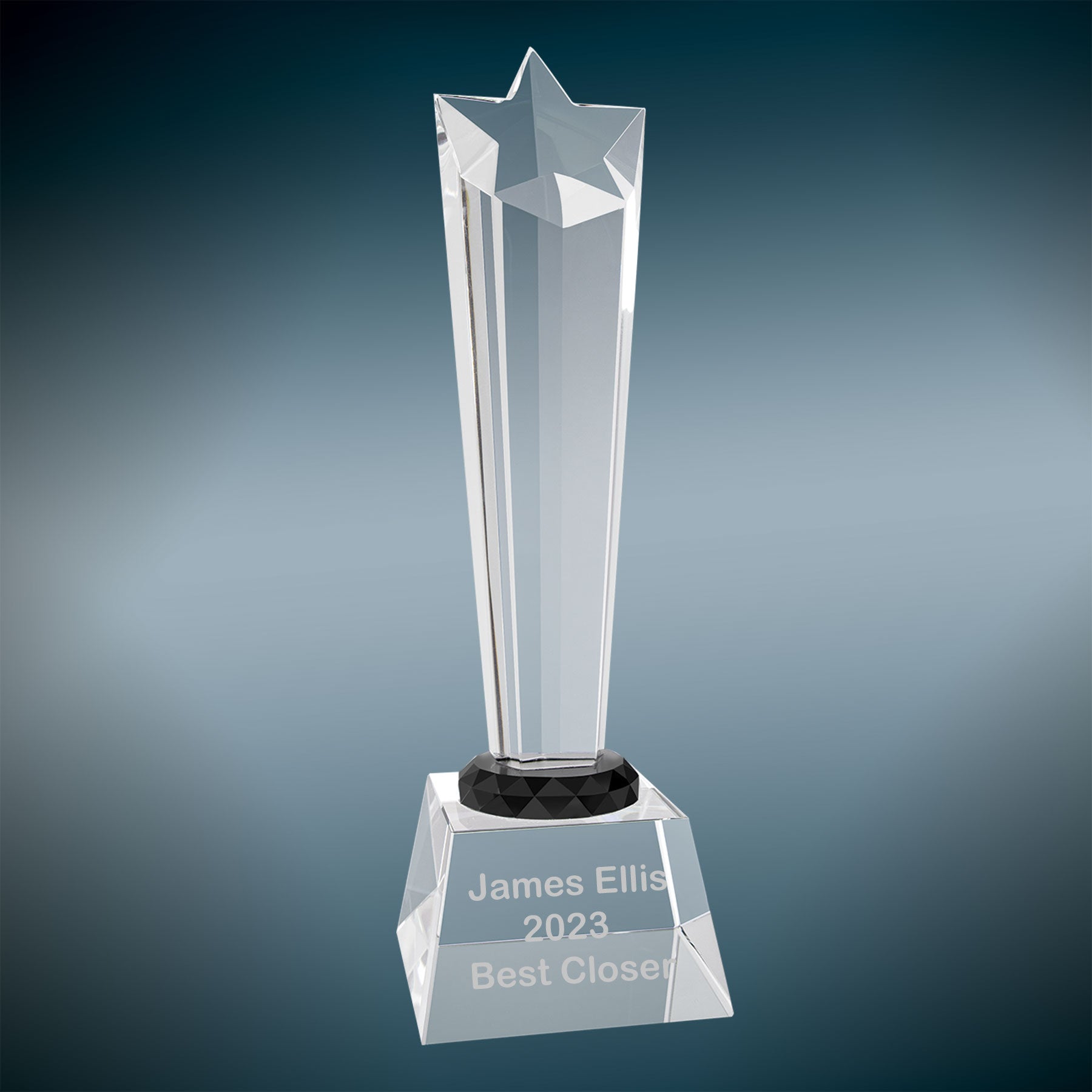 Crystal Rising Star Awards on Clear Pedestal