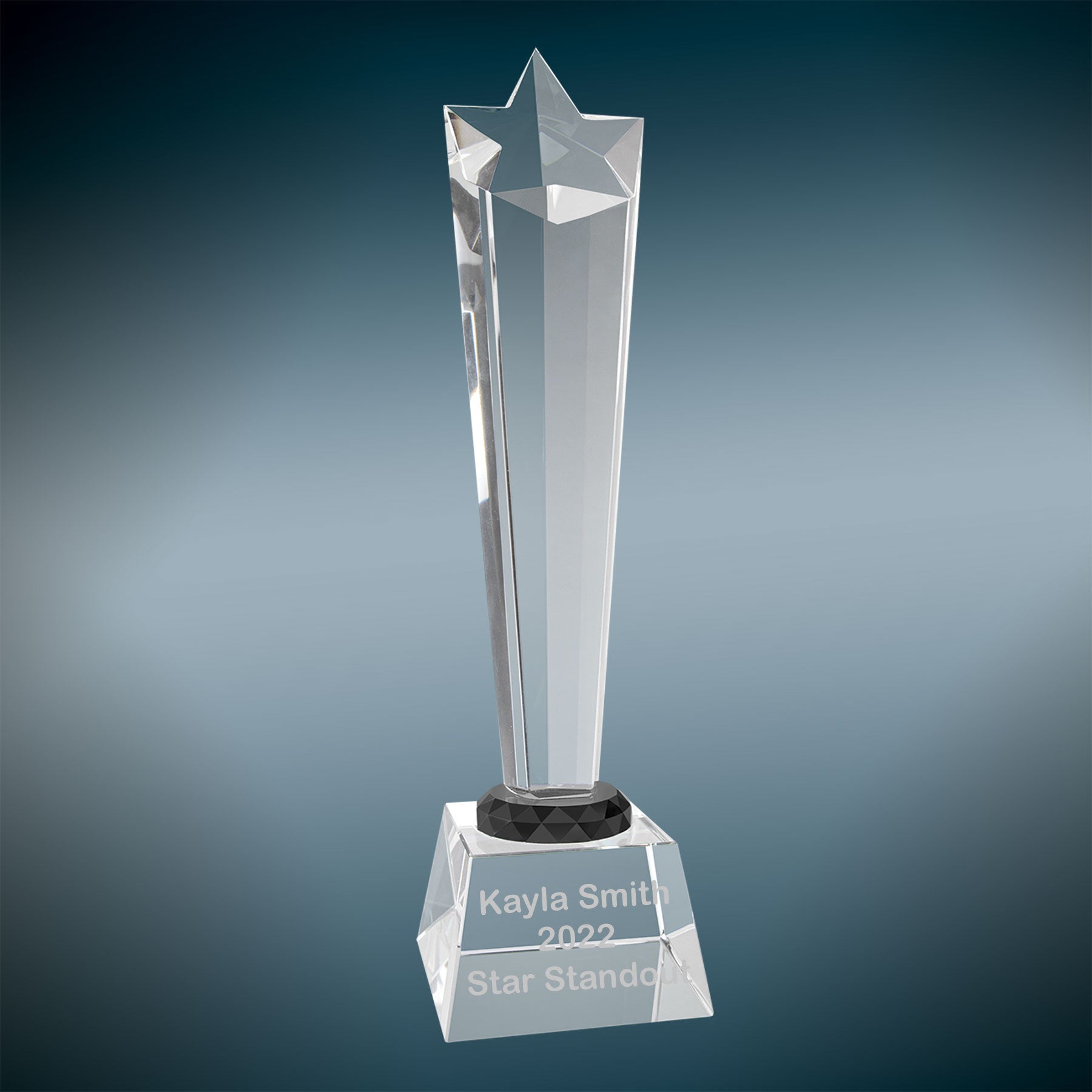 Crystal Rising Star Awards on Clear Pedestal