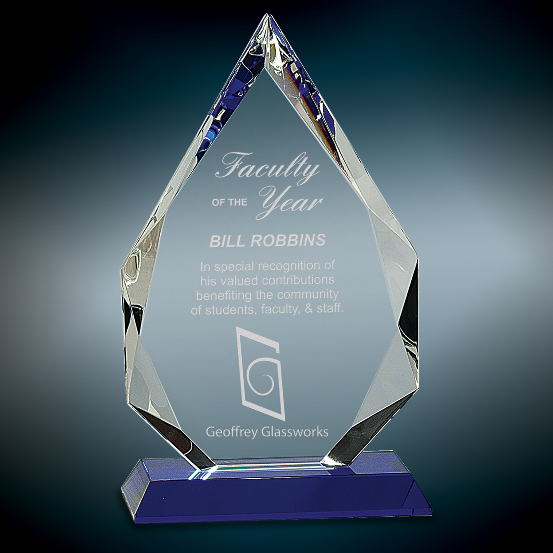 Diamond Crystal Awards on Blue Pedestal