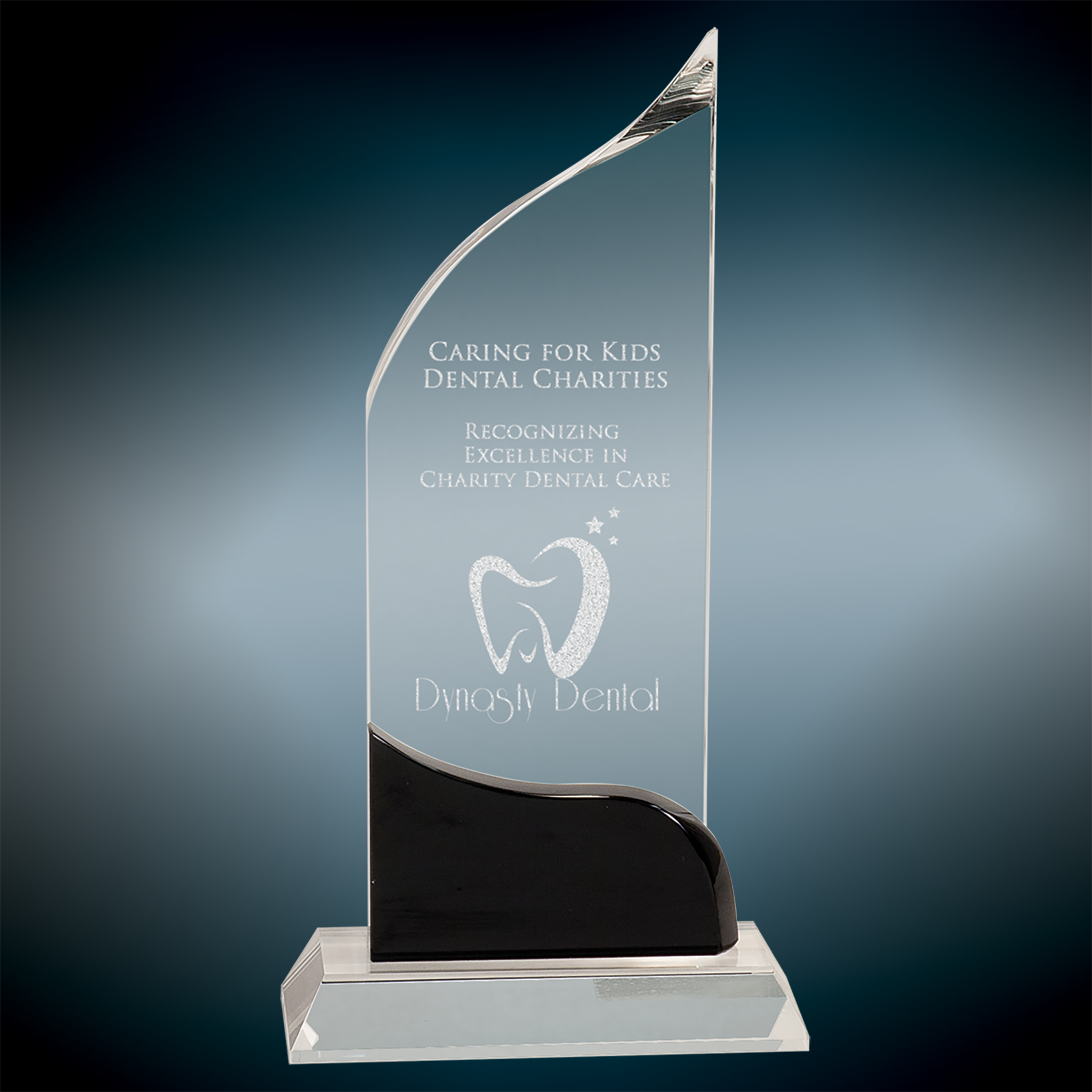 Crystal Wave Award with Black Accent