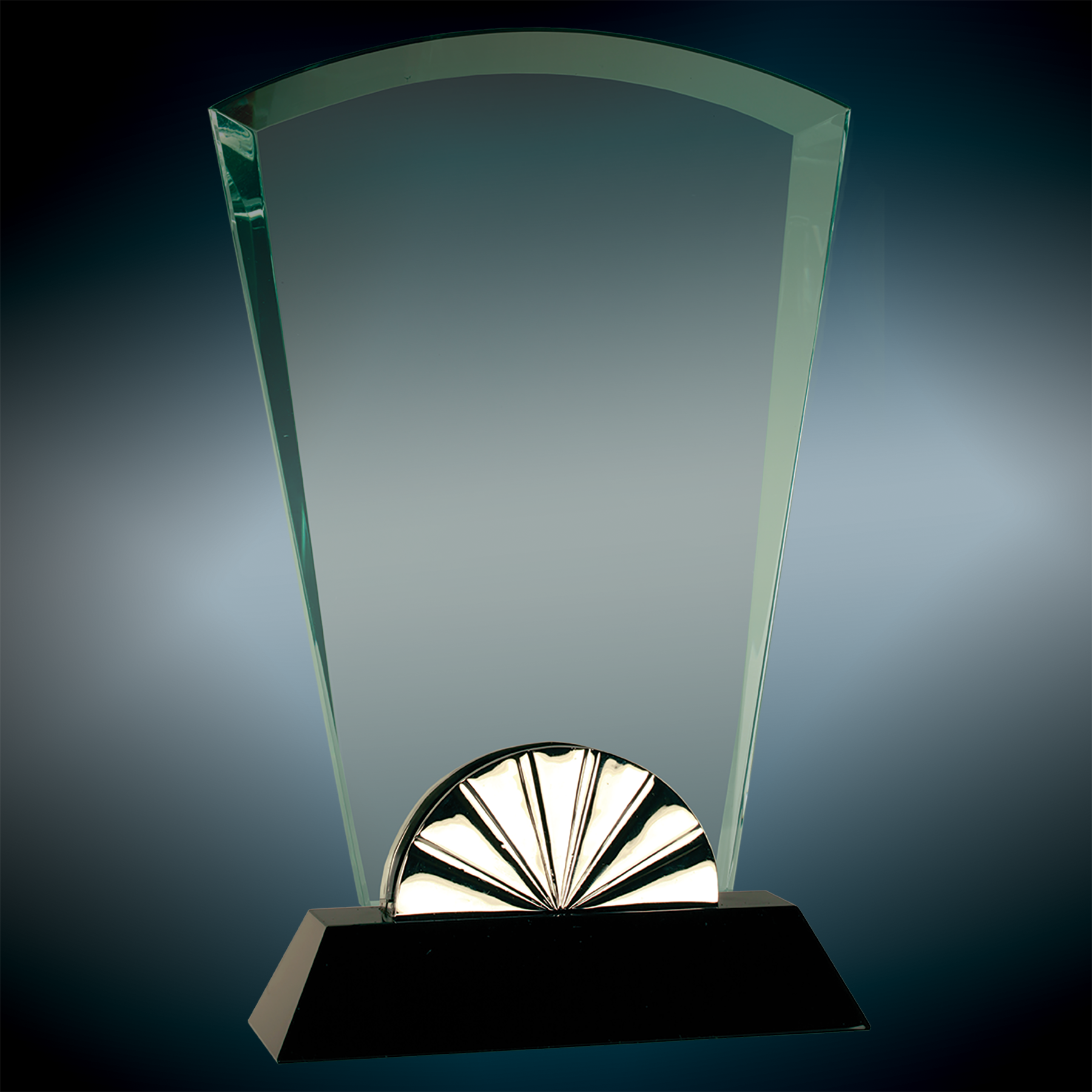 Fan Horizon Glass Awards with Black Base