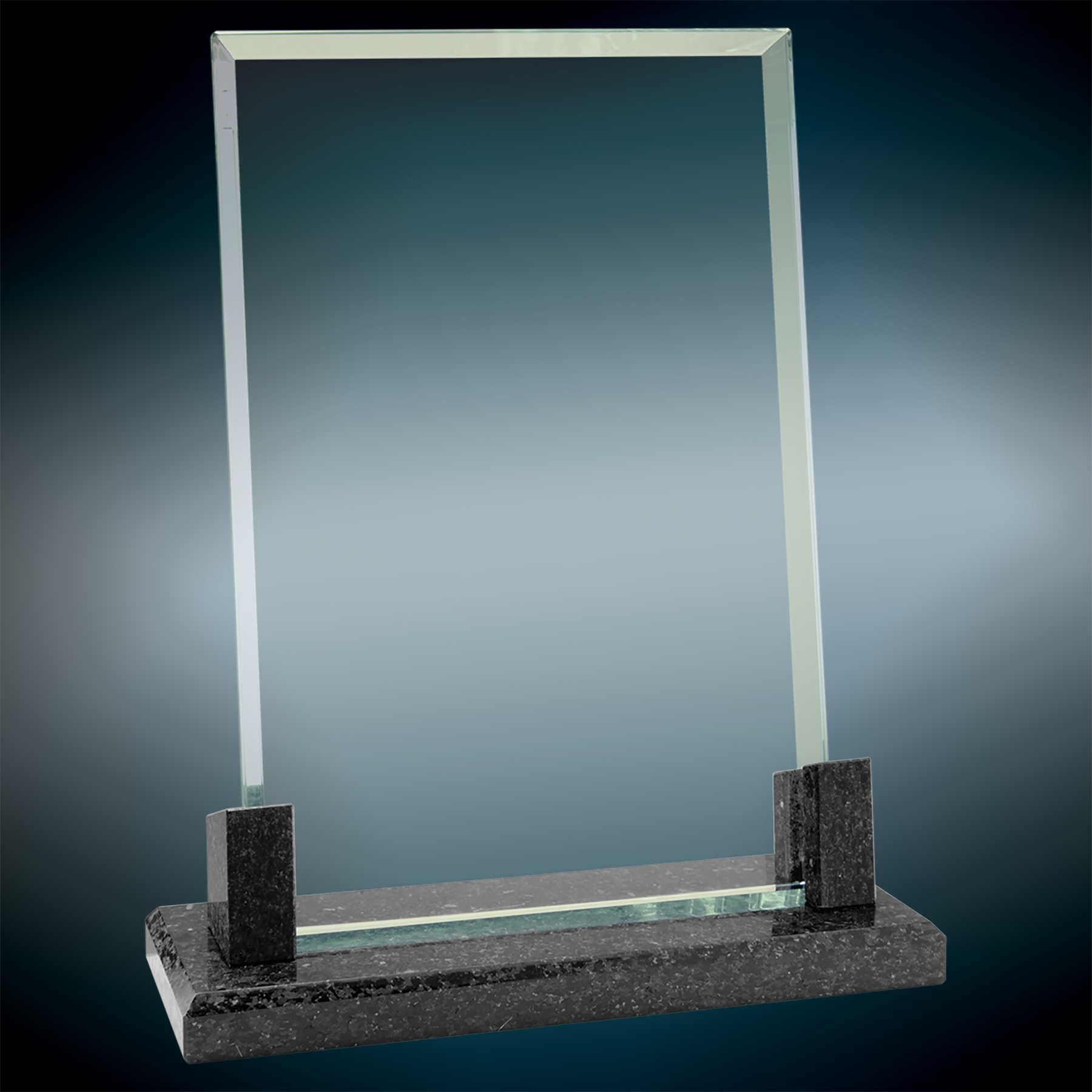 Rectangle Glass Awards with Black Marble Base