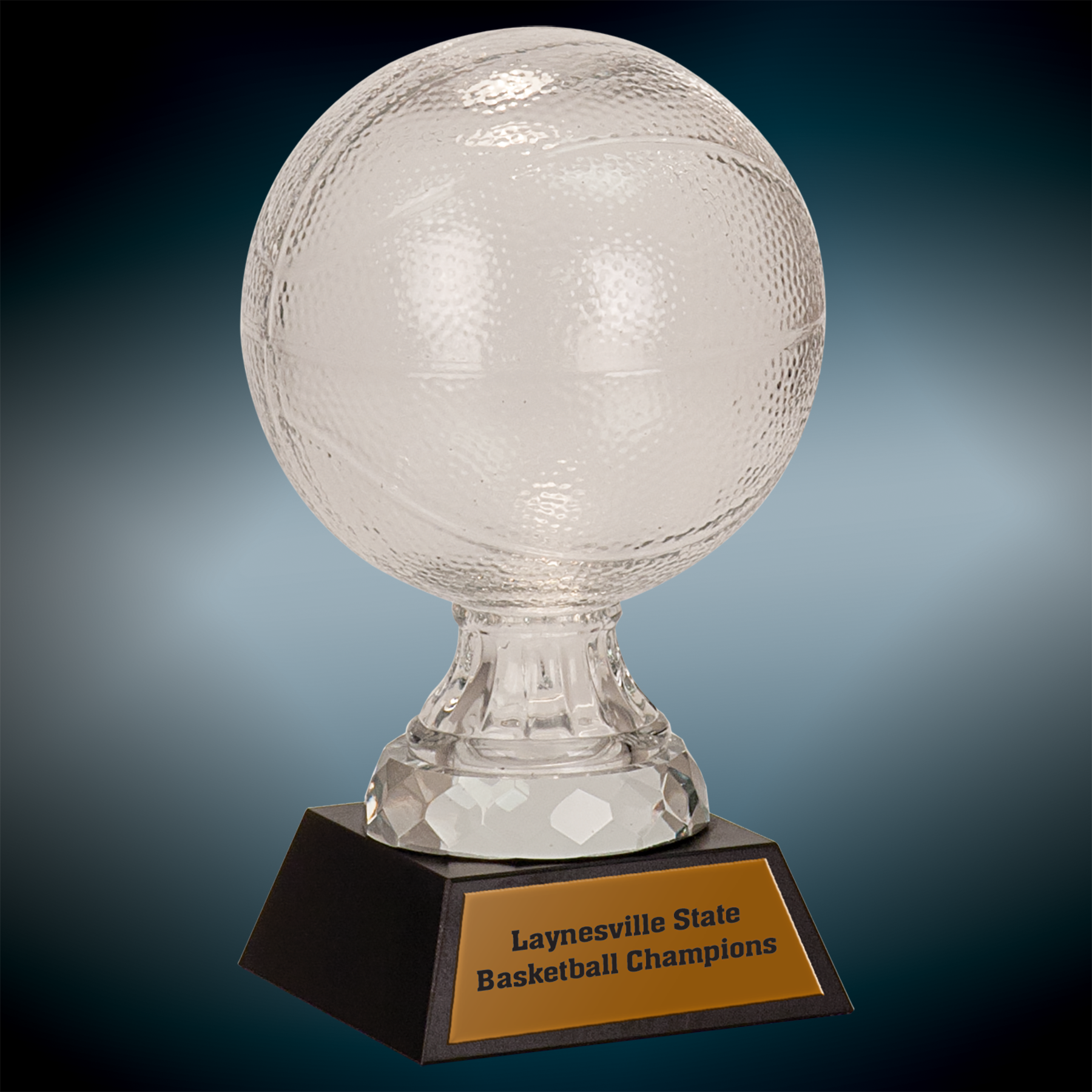 Glass Basketball Awards with Black Marble Base