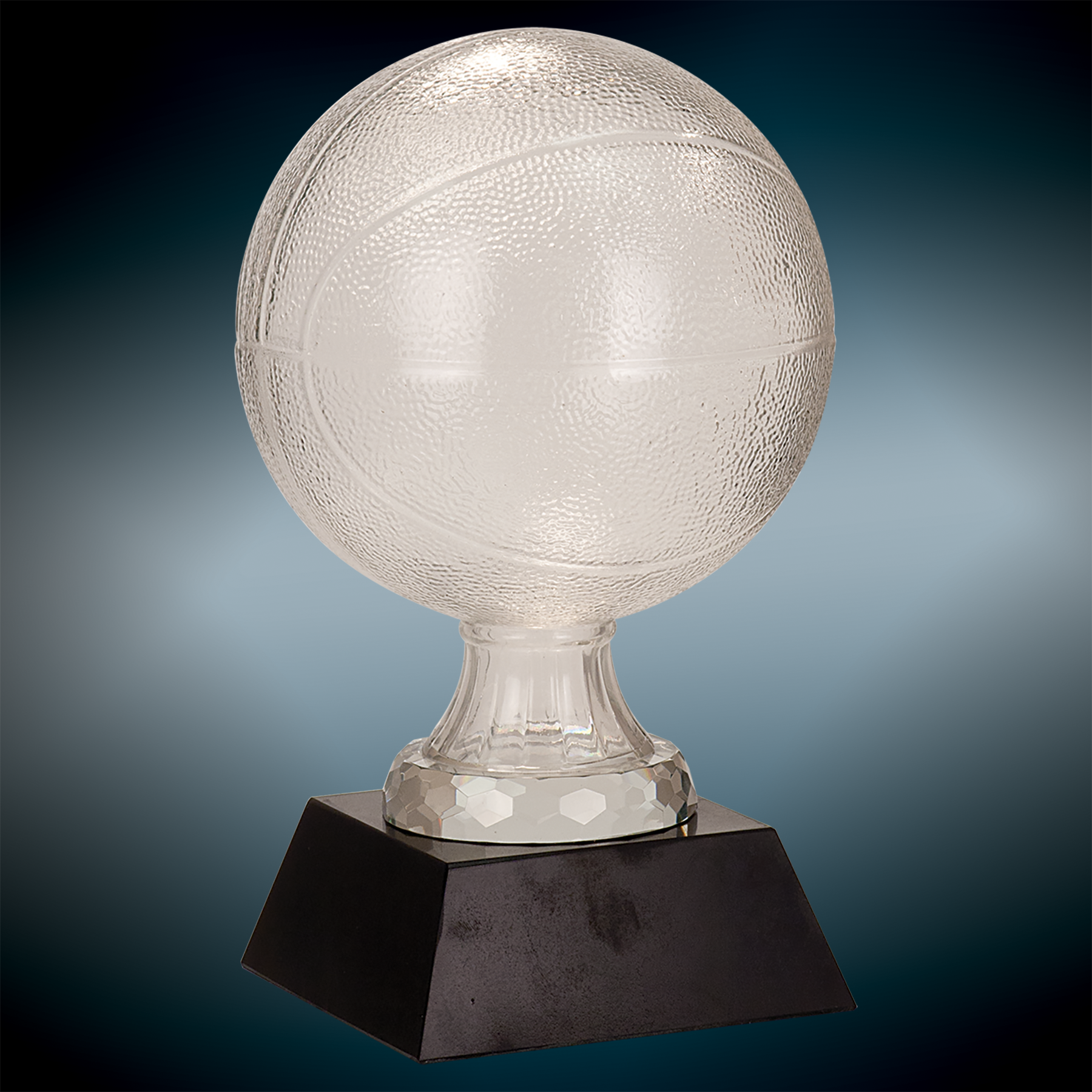 Glass Basketball Awards with Black Marble Base