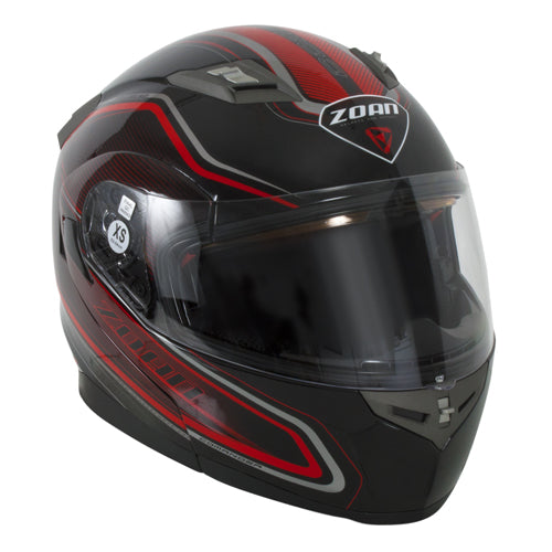 Zoan 137-103 Zoan Flux 4.1 M/c Helmet - Commander Gloss Red Xs Size : X-Small, Color : Gloss Black / Red Graphics, Lens Type : Single