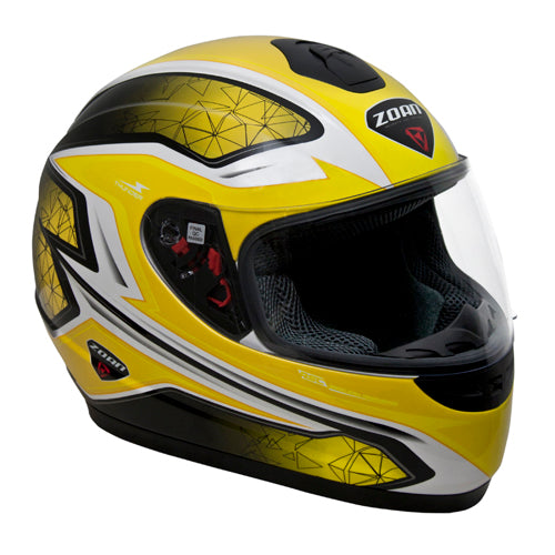 Zoan 223-143 Zoan Thunder M/c Helmet, Electra Yellow - Xs Size : X-Small, Color : Gloss Black / Yellow Graphics